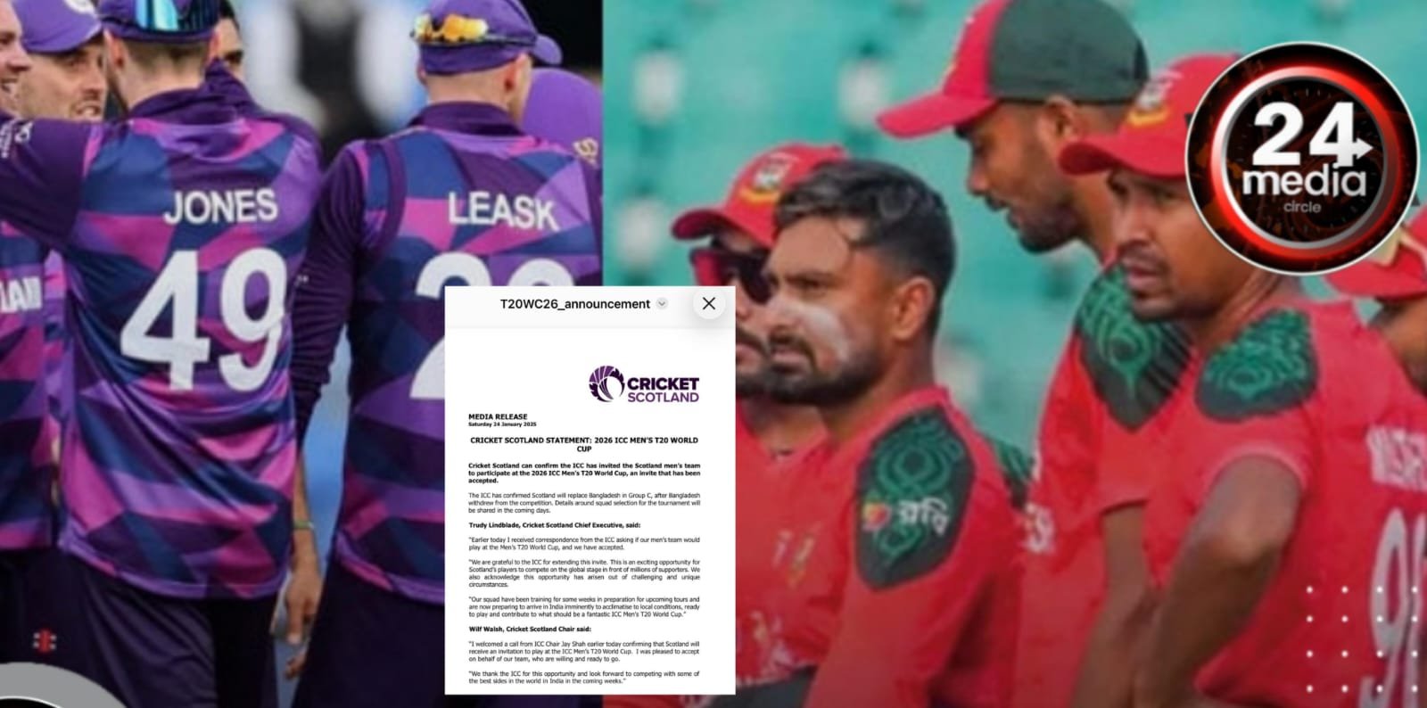 بنگلہ دیش دستبردار؛ اسکاٹ لینڈ ٹی 20 ورلڈ کپ 2026 کا حصہ بن گیا