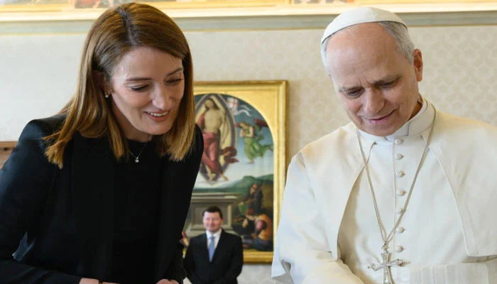 پاپ لیو کی حمایت، یورپین پارلیمنٹ کی صدر نے پارلیمنٹ سے خطاب کی دعوت دیدی